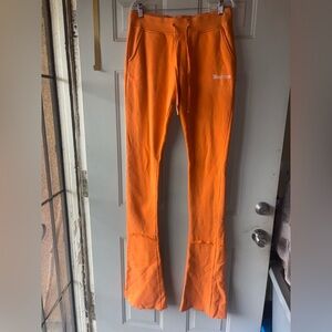 Doctrine orange stacked sweatpants size L